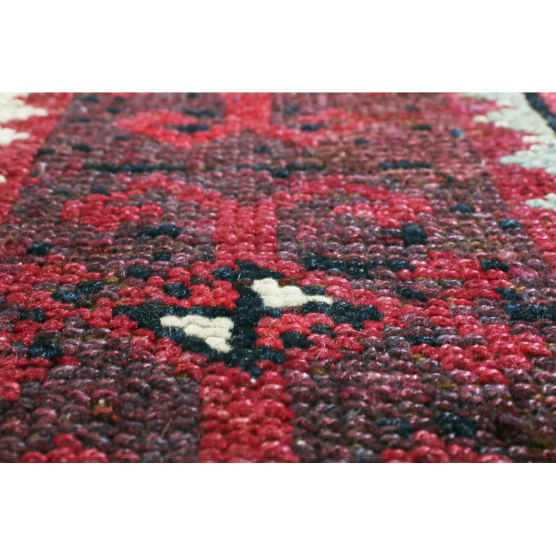Wool Abstract Area Rug in Red