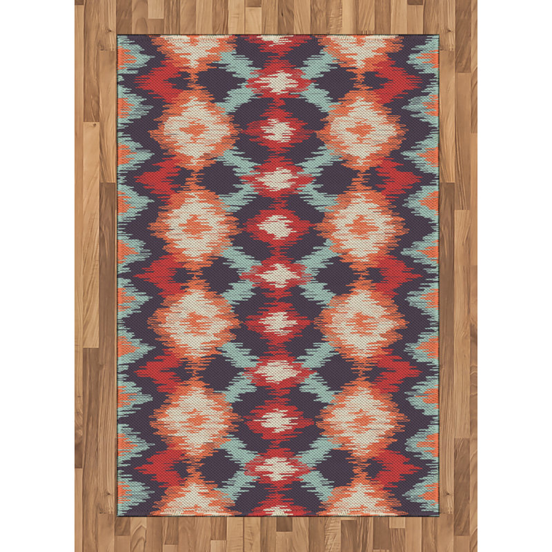 Tapis décoratif Ikat, Rectangle— 4 pi x 5 pi 8 po