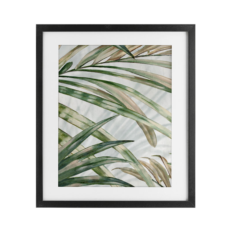 «Tropical Frond Impressions», reproduction sous verre encadrée, design par Alex Black, Cadre noir minuit, H 16 po x l 13 po
