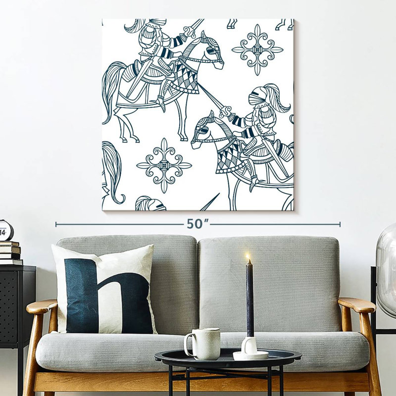 Chevaux Mehar avec chevaliers médiévaux, H 33 po x l 33 po