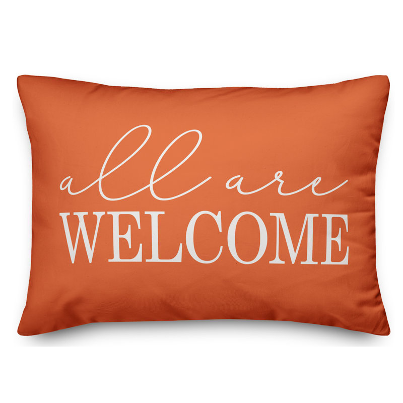 Textual Outdoor Throw Pillow, Orange