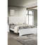 Lit simple moderne avec tête de lit tapissier, texture à boutons, finition blanche et cadre en bois pour l'espace de la chambre à coucher, panneau de lattes inclus-1041452367