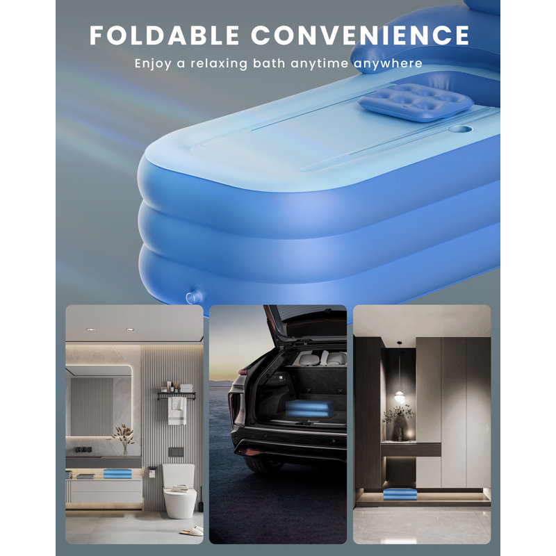 Blue Inflatable Folding Bathtub with Electric Air Pump