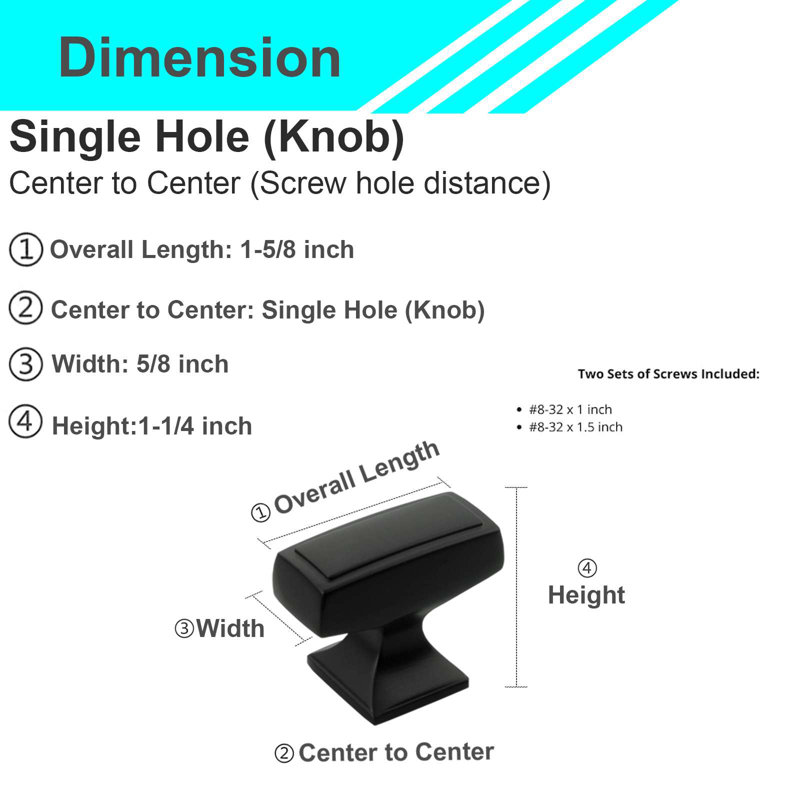 Modket 1 5/8" Solid Bar Knob, Matte Black