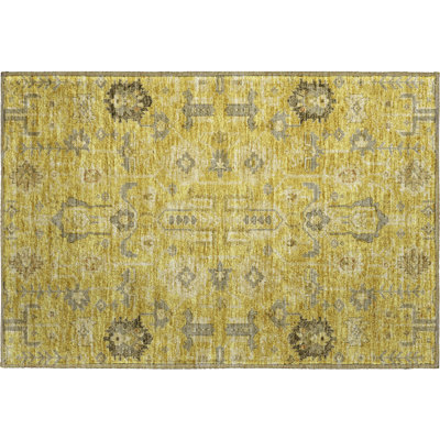 Premium Machine Washable Prisco Gold Rug