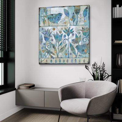 Art mural en verre épique «Spring Garden» par Sue Davis, 36 po x 36 po