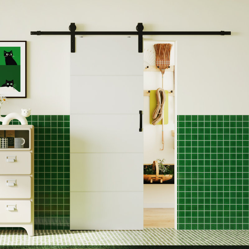 Sliding Barn Door - White 4 Lite Raised Flush Design With Manufacture Wood Include Barn Door Hardware Kit