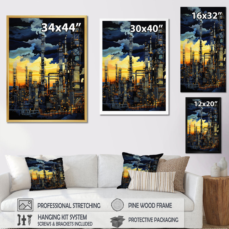 Onyx Outline, usine de pétrole - reproduction sur toile, Toile tendue, H 40 po x l 30 po x P 1,5 po