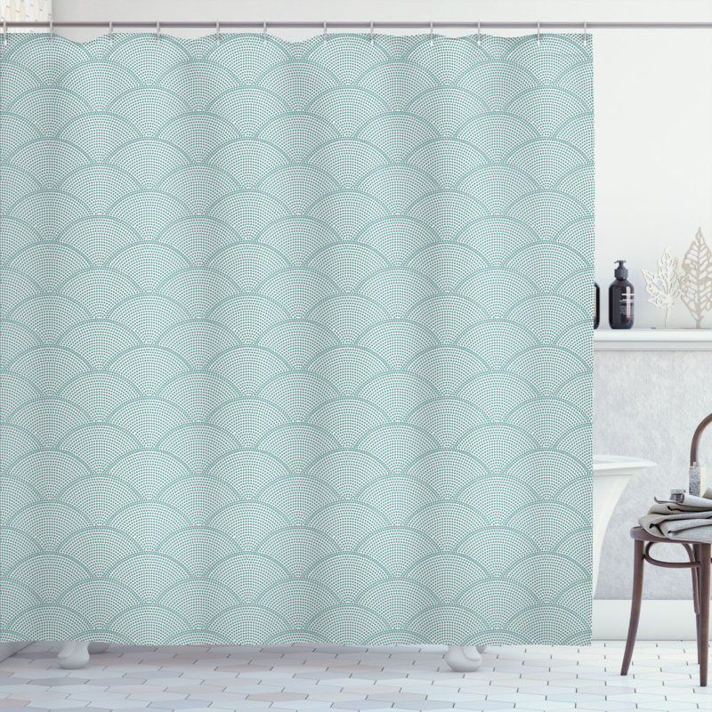 Geometric Shower Curtain with Hooks Included, 70" H x 69" W