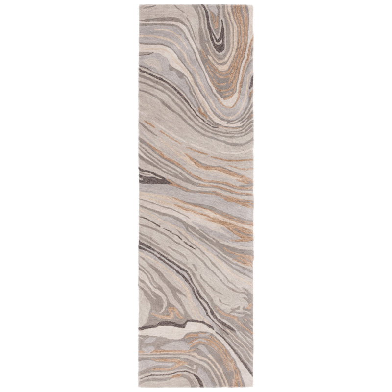 Olympia Soho Hand Tufted Wool/Cotton Abstract Rug in Beige/Gray, Runner 2'3" x 8'