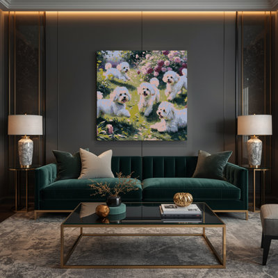 «Dogs Bichon Frise», art mural sur toile