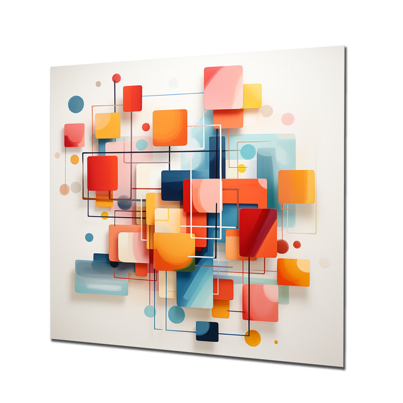 Midcentury Square And Shapes Harmony II - Abstract Metal Wall Art Decor, 36" H x 36" W
