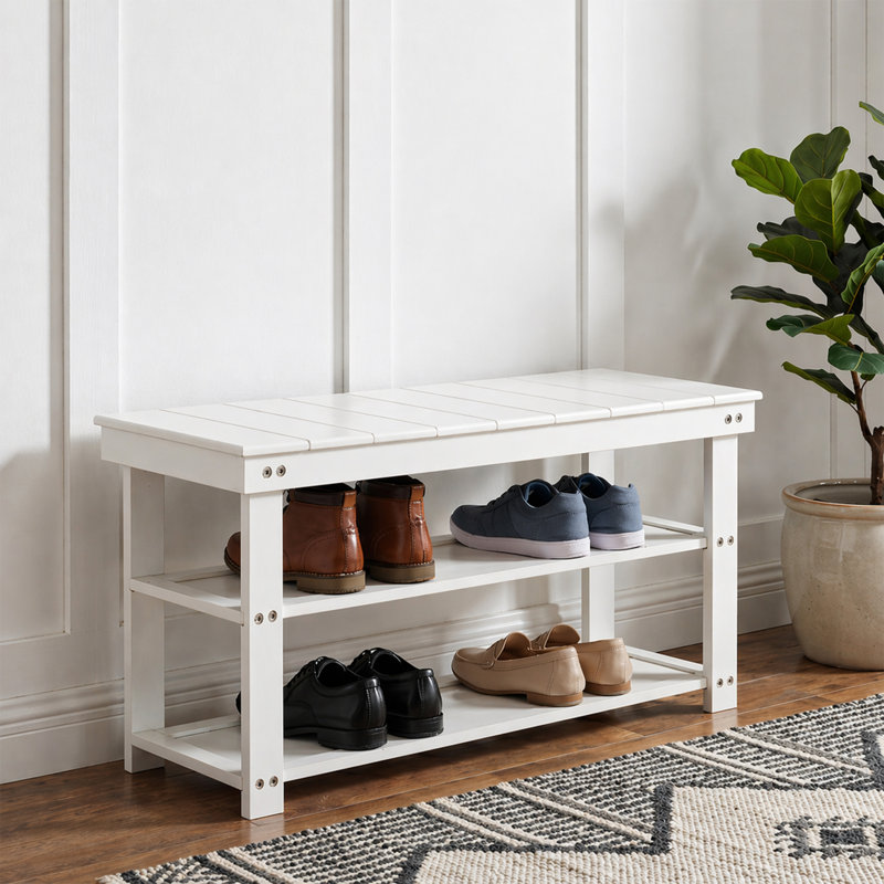 Carrold Storage Bench, White