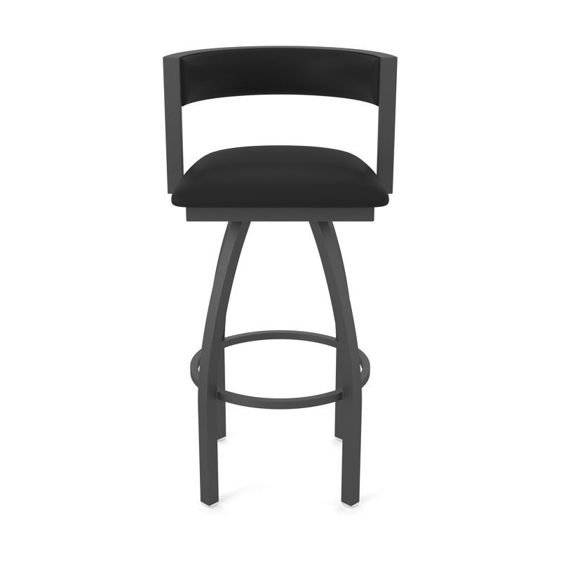 Tabouret Artémis, Tabouret de bar (siège d'une hauteur de 30 po), Étain, Vinyle - vinyle noir