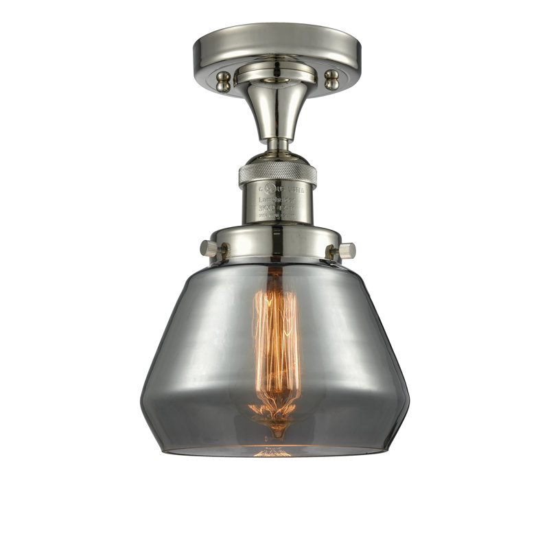 Chill Glass Semi Flush Mount, Polished Nickel, Smoked