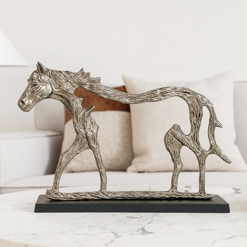 Sculpture de cheval en aluminium faite à la main Kaamil