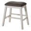Table de salle à manger contemporaine à hauteur de comptoir 5 pièces, en bois massif, 4 tabourets, armoire de rangement et gris foncé, table en bois avec motif de planches, base à tablettes multiples