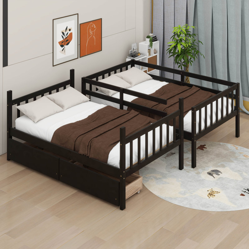 Twin Over Twin Bunk Bed With Storage Drawers, Espresso