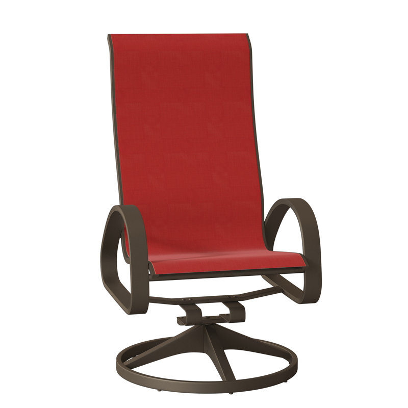 Fauteuil de patio pivotant Hiraku, Bois de plage texturé, Rouge 1D Sunbrella®