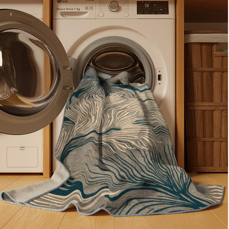 Tapis gris lavable à la machine, Carré 8 pi