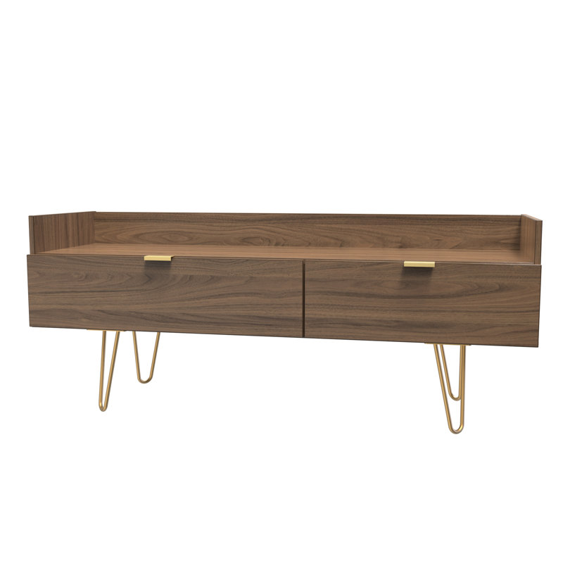 Taeyah 2 Drawer TV Unit, Dark Brown Wood