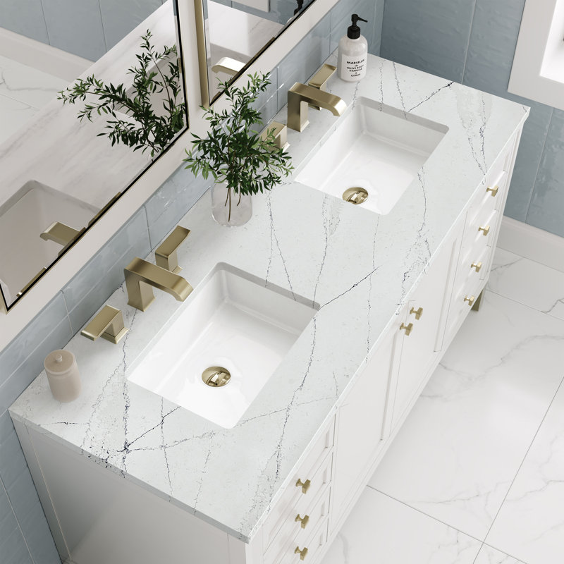 Chicago 60'' W Double Vanity, Ethereal Noctis, Glossy White