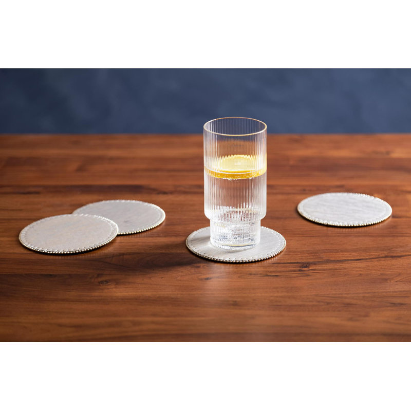 Leather Round 4 Piece Coaster Set