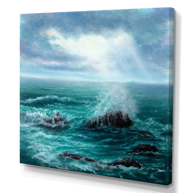 Wild Blue Ocean Waves II - On, H 16 po x l 16 po x P 1 po, Toile tendue