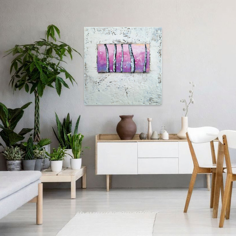 Fenêtre sur la nature I, art abstrait contemporain en bouleau, H 36 po x l 36 po