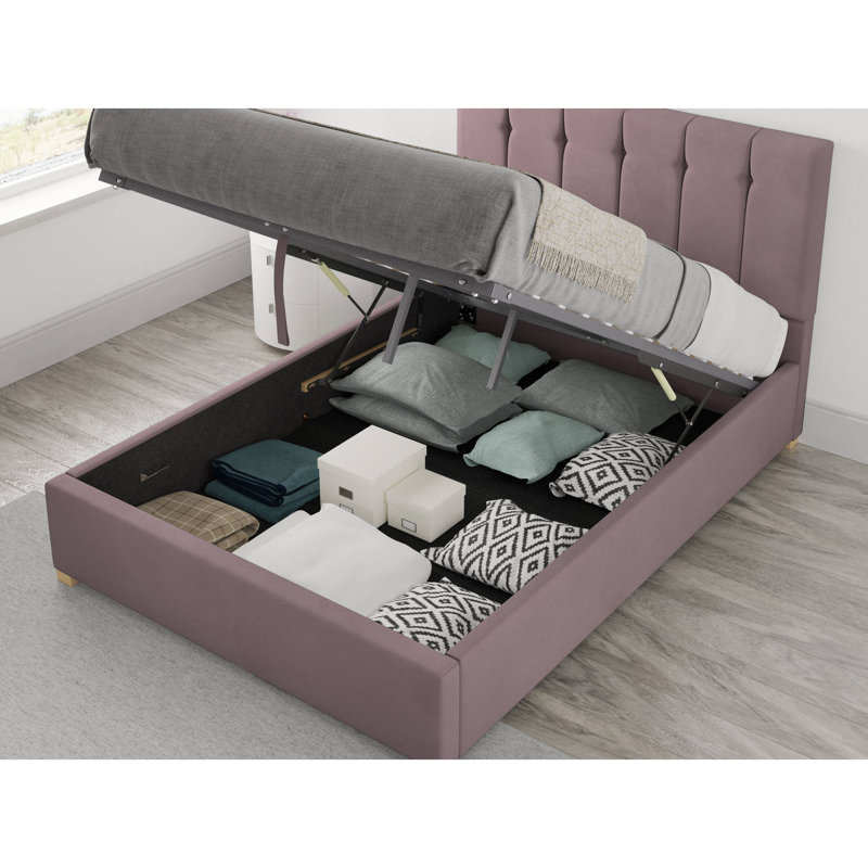 Hutridge Upholstered Ottoman Storage Bed, Double (4'6), Blush