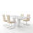Modern 5-Piece Dining Set With Faux Marble Tabletop And 4 Upholstered C-Frame PU Leather Chairs-323867911-323867931