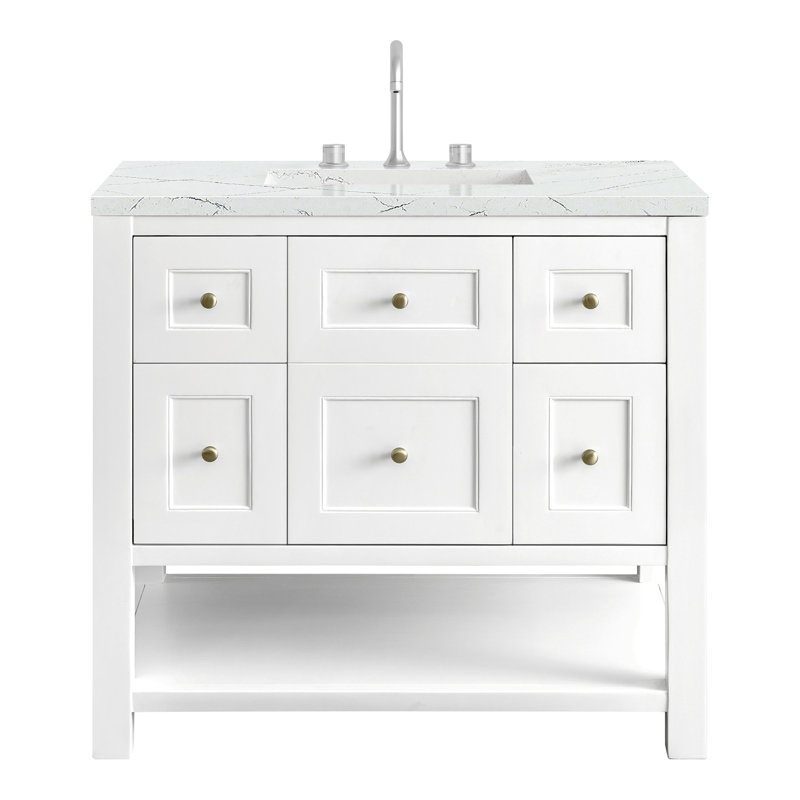 Breckenridge 36'' W Single Vanity, Bright White, Ethereal Noctis, 8" Widespread