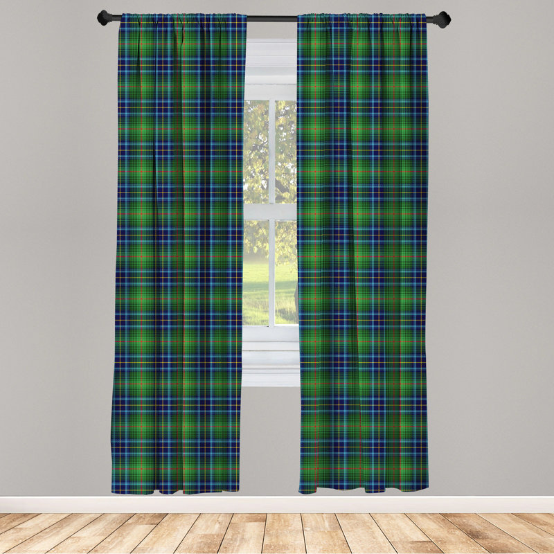 Paire de rideaux semi-transparents avec passe-tringle Plaid, 28 po x 63 po