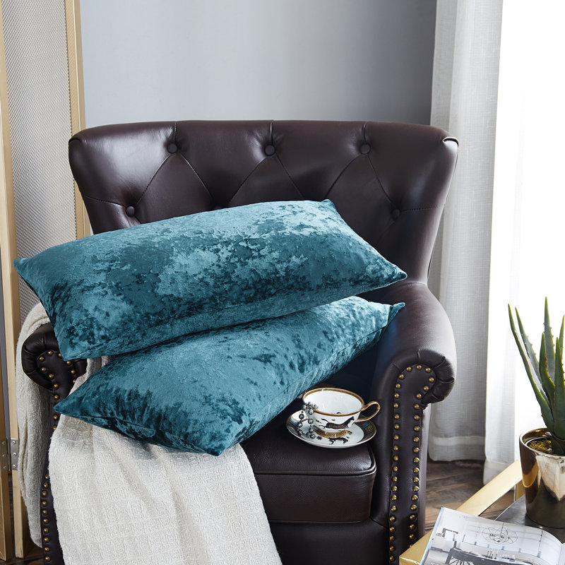 Floral Rectangular Lumbar Cushion Cover, Storm Blue