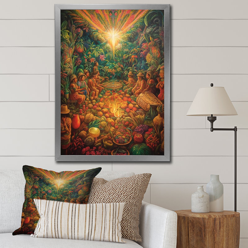"Célébration du paradis de Pâques I", reproduction sur toile, H 44 po x l 34 po, Cadre simple argenté