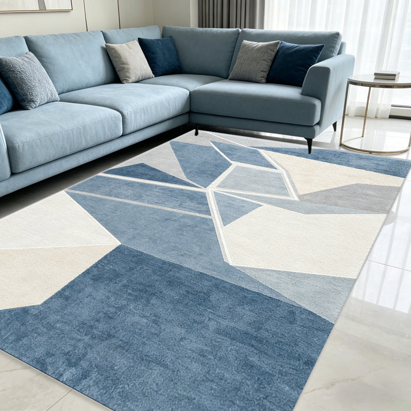 Blue  area rugs for Living Room, Soft and Comfortable, Suitable for all seasons, easy to maintain, machine washable Indoor floor mat, Under Table Farmhouse suitable for Bedroom, Dining Room, Study,  Balcony, Home Decor Patio