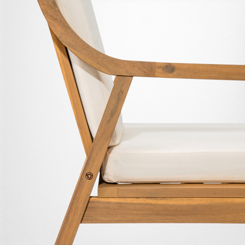 Ensemble de 2 chaises de patio Herald, assise ergonomique, bois massif, coussins amovibles, style campagne moderne