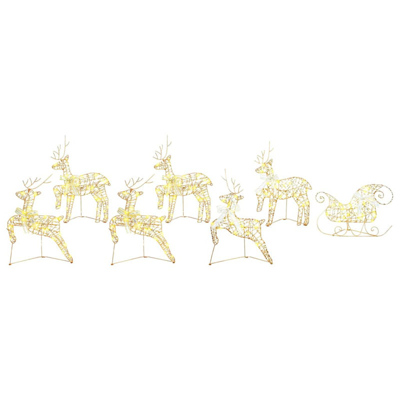 vidaXL LED Reindeers with 40 LEDs PET, Gold