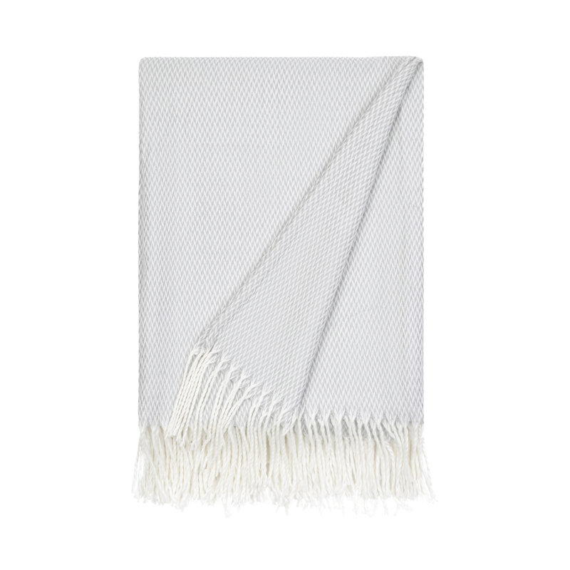 Herringbone Fringe Throw Blanket, Light Gray