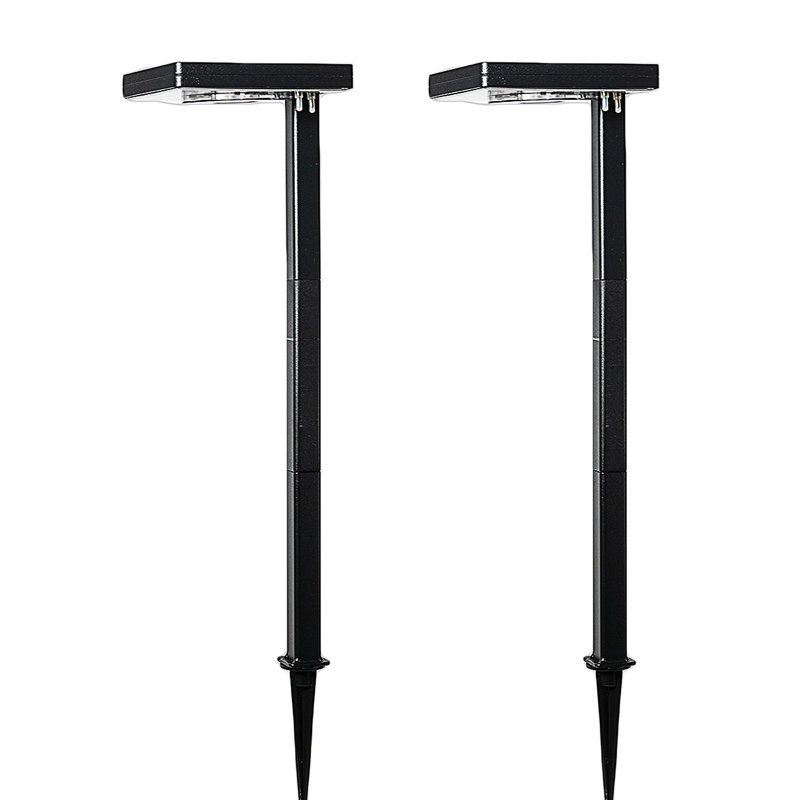 Easy Install Contemporary Square Solar Path Light with 3 mounting options- Black 2 Pack, Black