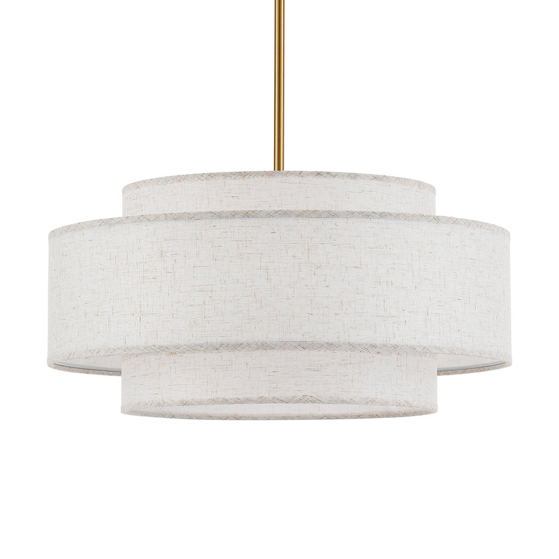 Lustre tambour moderne à 4 lumières avec abat-jour en lin, 4