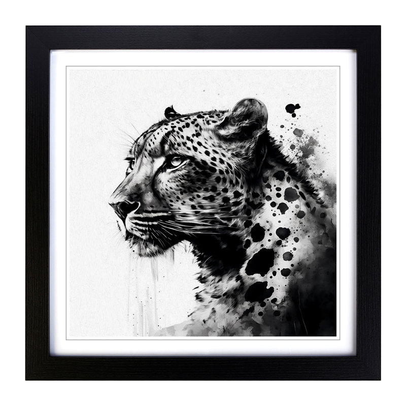 Leopard Ink Wash - Framed Print, Black