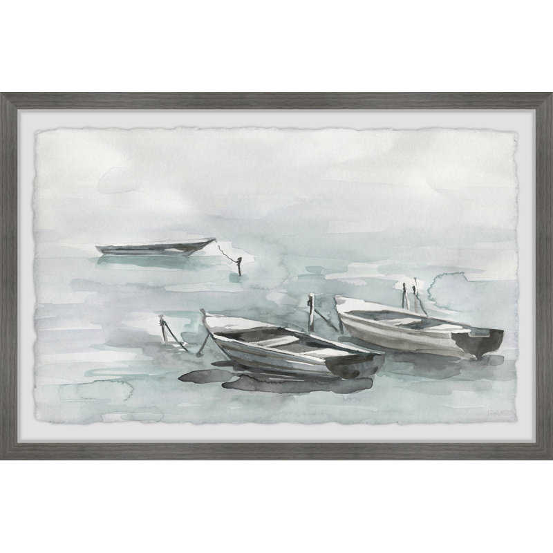Wooden Boats by Parvez Taj - 1 Piece Single Picture Frame Painting, 20 cm H x 30 cm W