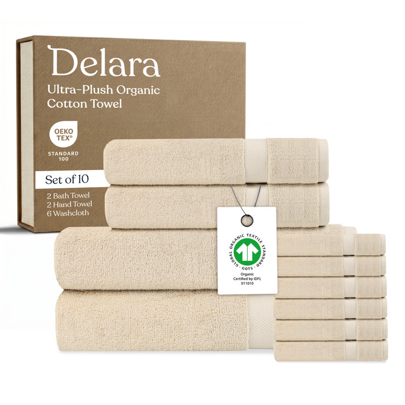 Ensemble de 10 serviettes en coton Delara, Brouillard