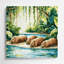 Faune sauvage, art mural vert Capybara-1429381959