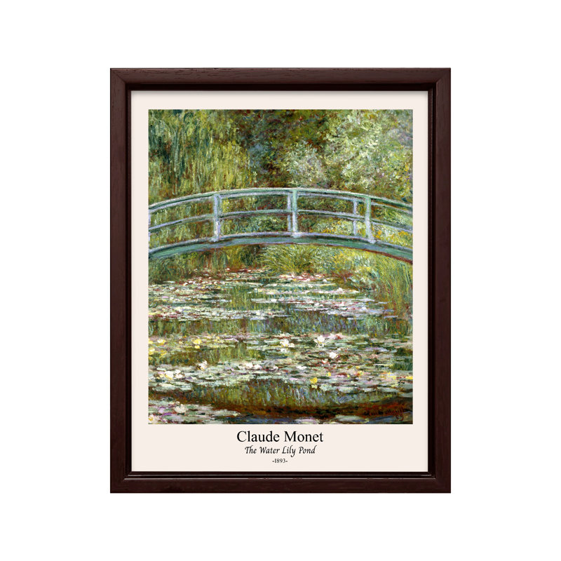 Claude Monet - Étang aux nénuphars No1, 18"H x 24"W, Canvas, Brown Framed