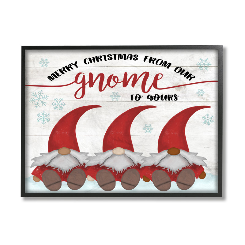 «Merry Christmas Gnome Home Pun Snowflakes» par Daphne Polselli - impression d'art textuel, H 14 po x l 11 po x P 1,5 po