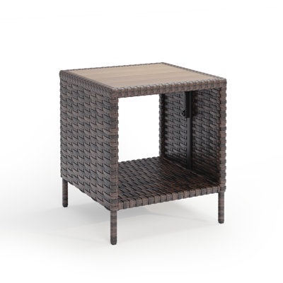 Outdoor Wicker Patio Side Table
