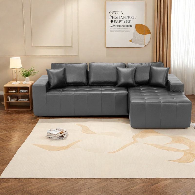 Compression Sectionals Sofa, Faux Leather, Modern L Shape for Home