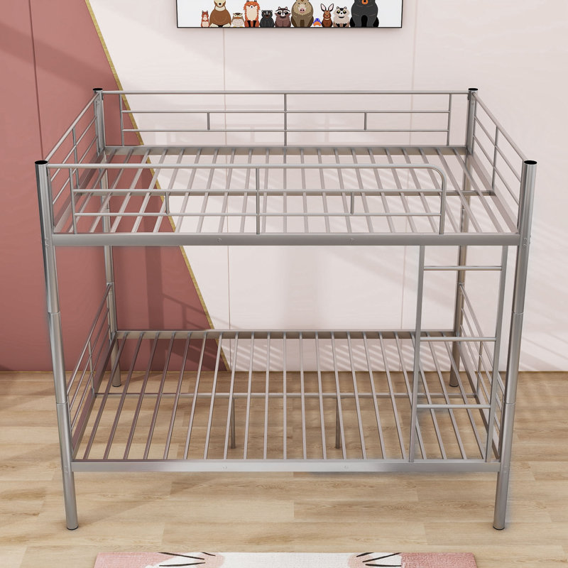 Ailleen Wooden Bunk Bed Set With Trundle, Storage, And Desk, Sliver, Full over Full